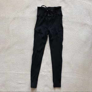 High Ride Lace-up Ribbed Leggings